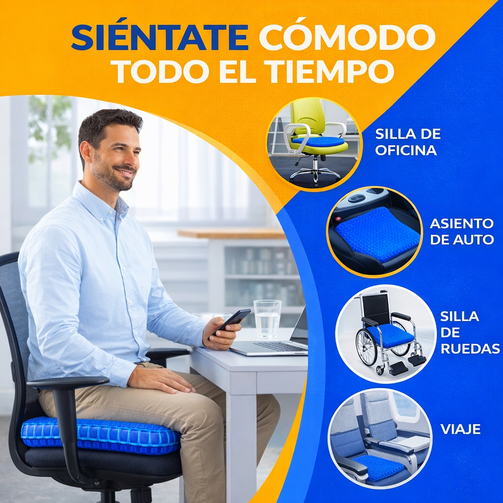 Cojin Para Asiento Antideslizante Gel